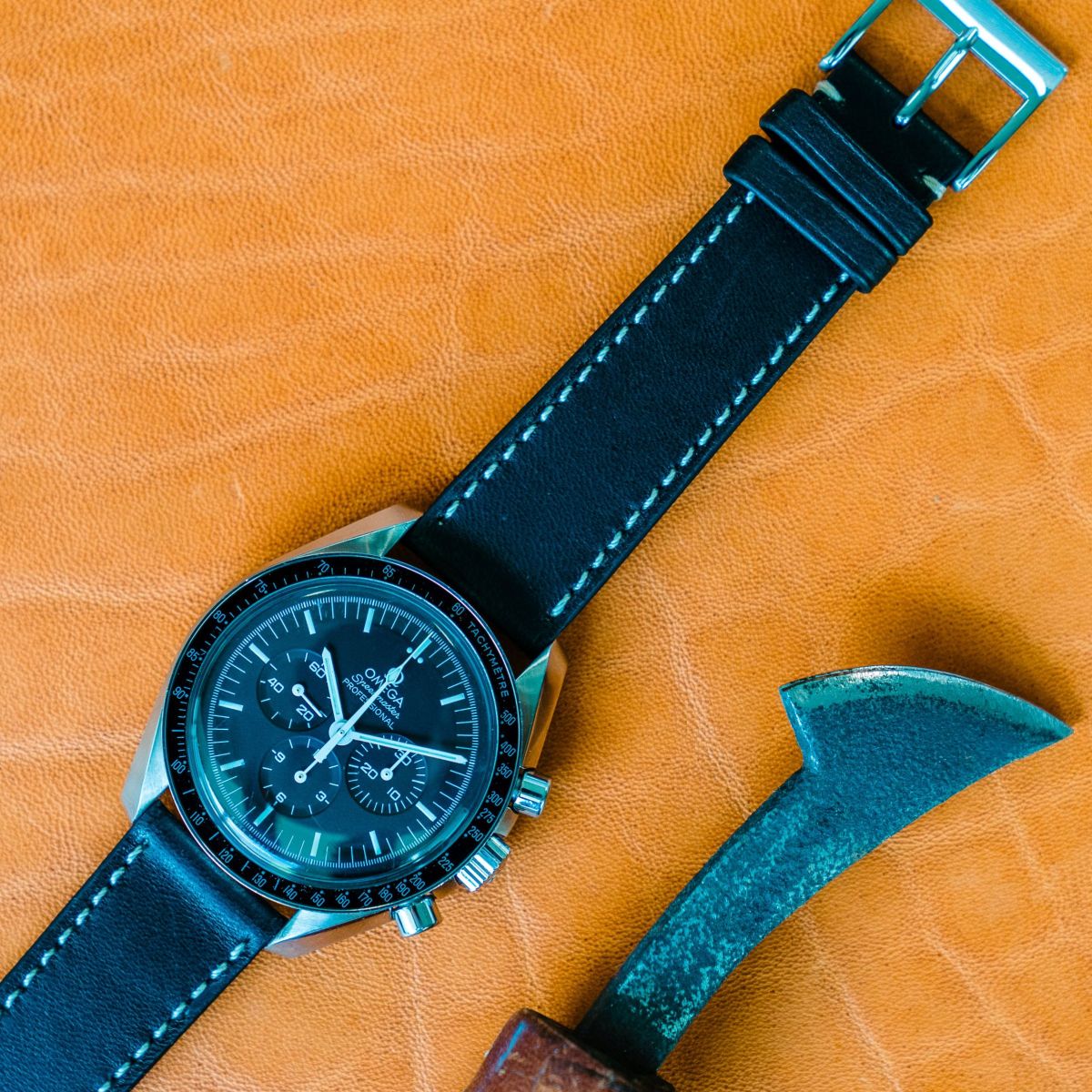 Cavallo Black Handmade leather watch straps LIC Leather