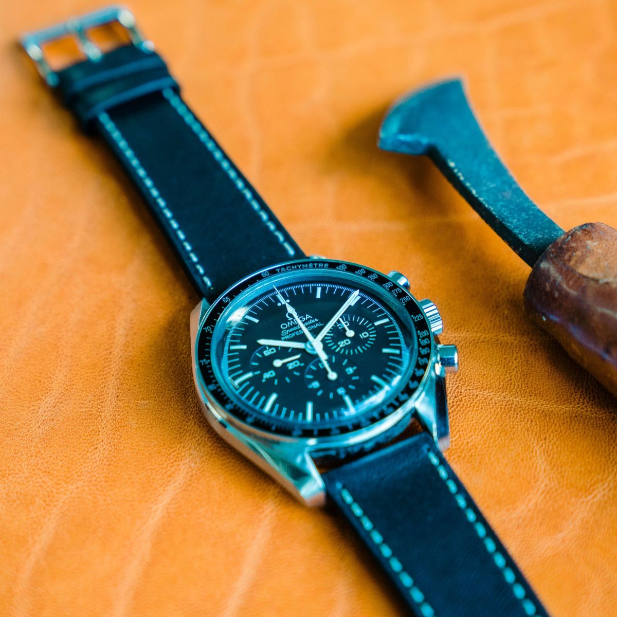 Cavallo Black Handmade leather watch straps LIC Leather