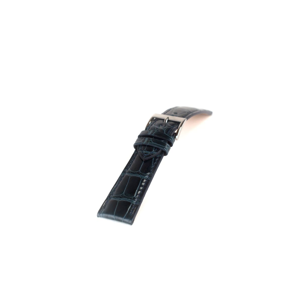 Alligator Glossy Marine Blue Handmade leather watch straps