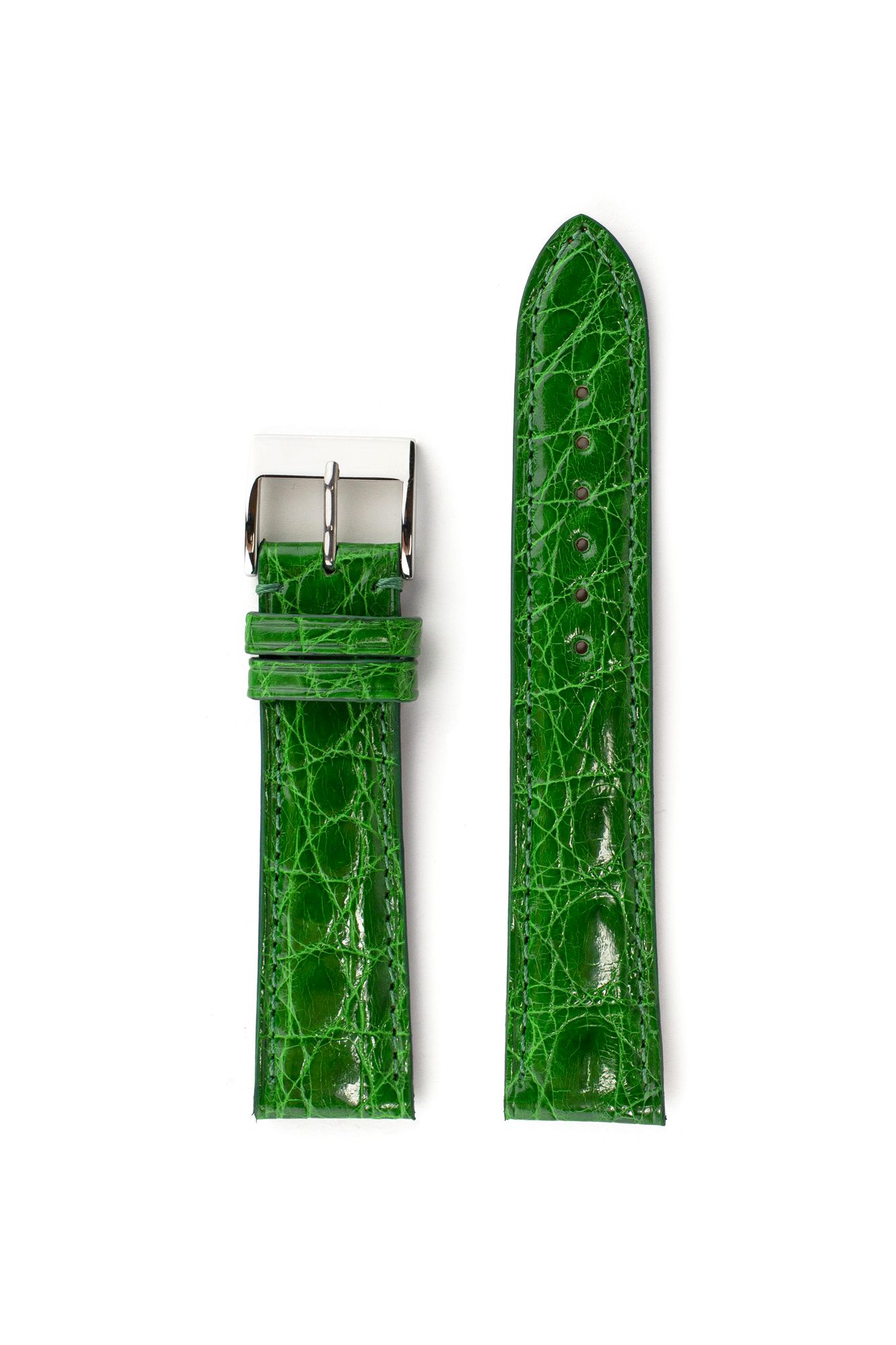Croco Glossy Emerald Green Handmade leather watch straps